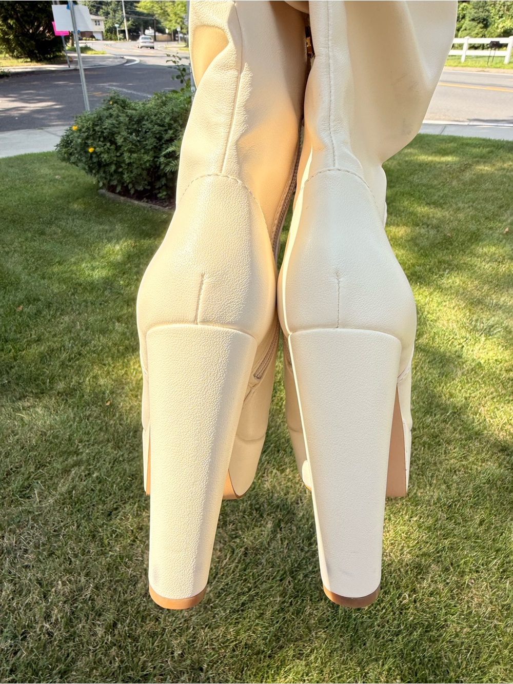 Jennifer Lopez Cream Slouch Over-the-Knee Boots - Picture 6 of 7